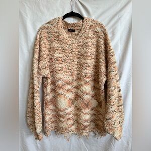 Very J Chenille Raw Hem Sweater - L